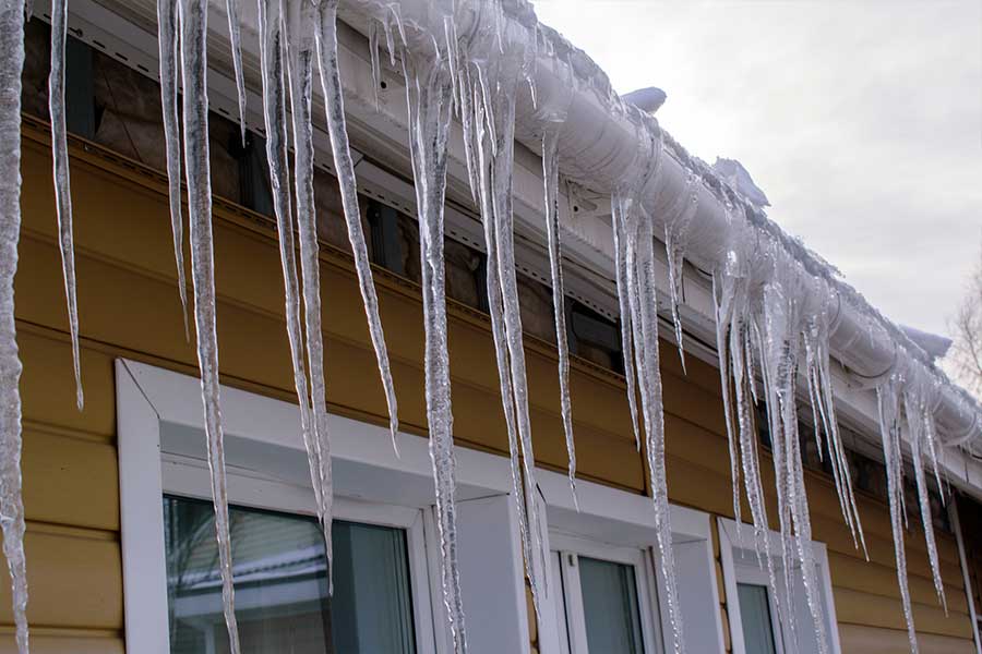 Ice Dam Frozen Gutters