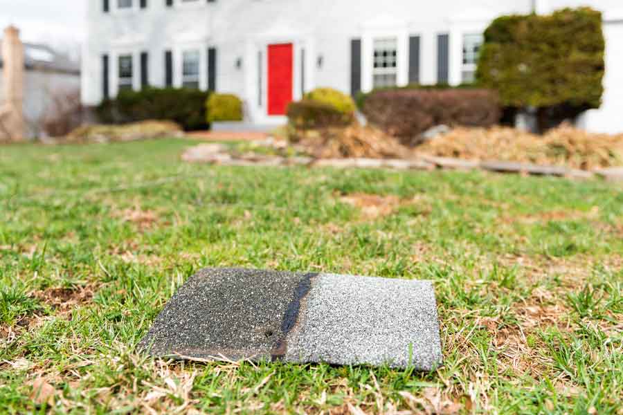 Missing Roof Shingle in Yard