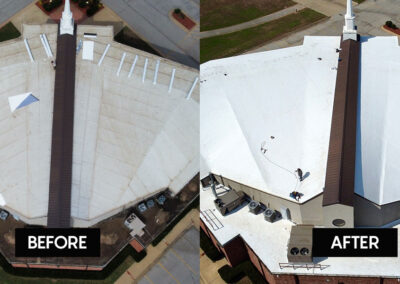 Before After Tulsa Church Roofing TPO Membrane