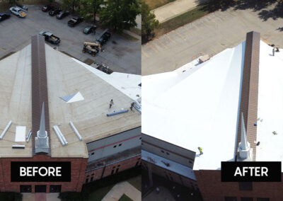 Before After Tulsa Church Roofing TPO Membrane