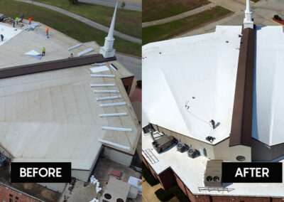 Before After Tulsa Church Roofing TPO Membrane
